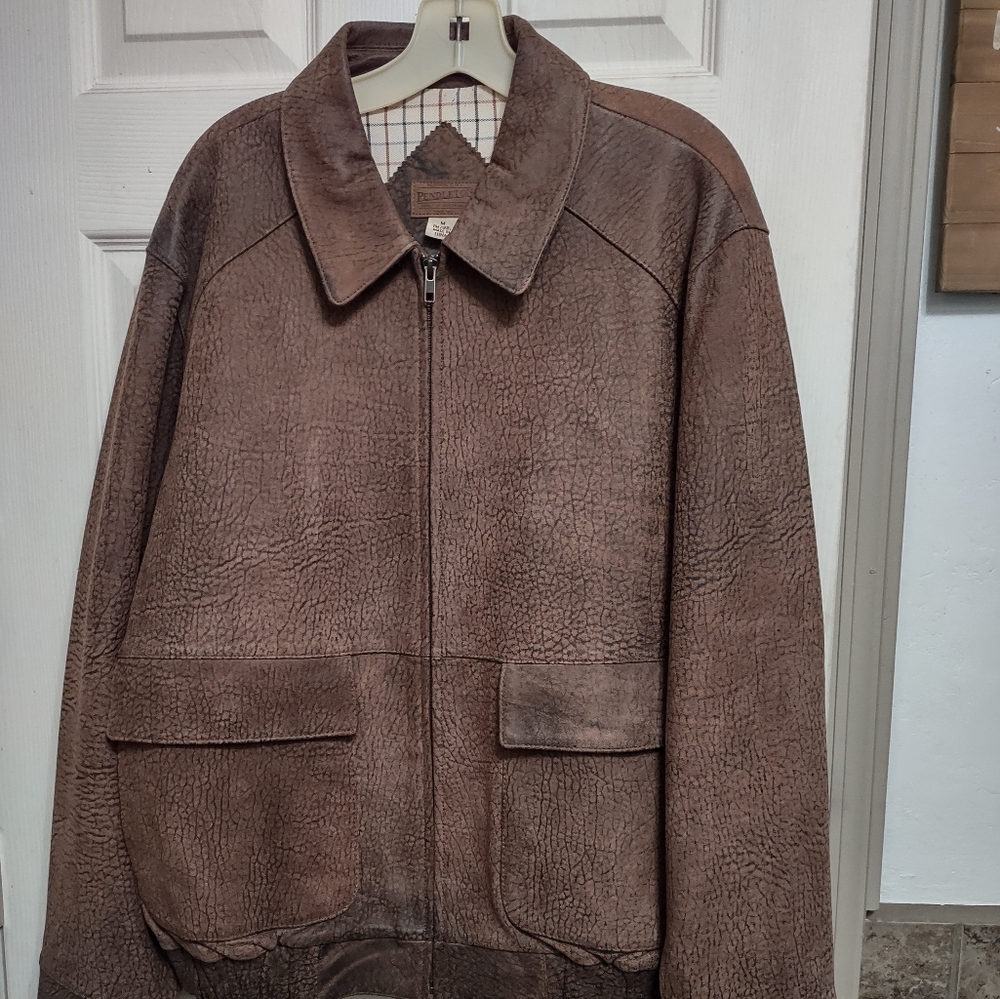 Pendleton Leather Lambskin Bomber Jacket Men's M … - image 2